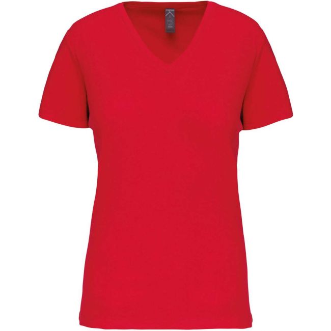 Ladies' bio150 v-neck t-shirt culoare red marimea m