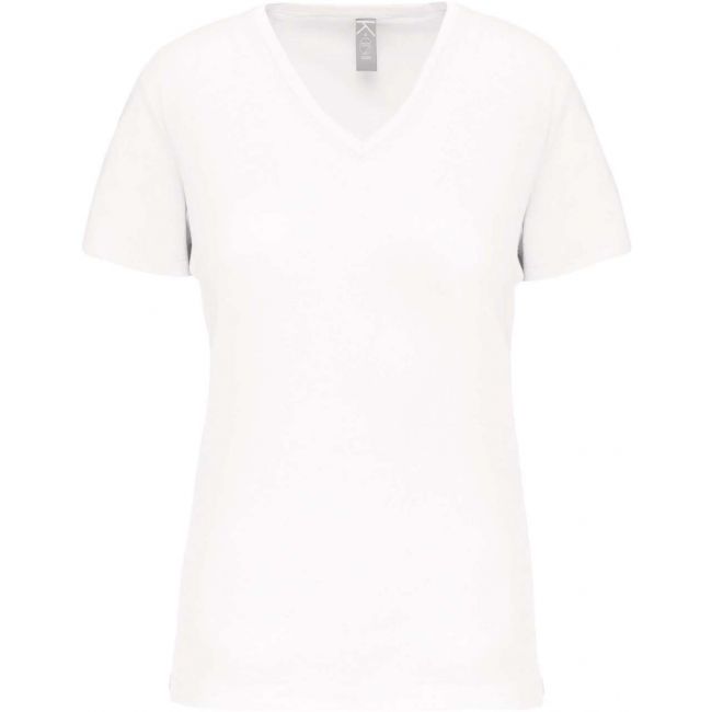 Ladies' bio150 v-neck t-shirt culoare white marimea m