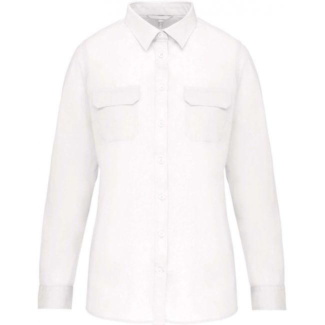 Ladies' long sleeved safari shirt culoare white marimea l