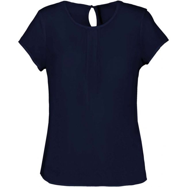 Ladies' short-sleeved crepe blouse culoare deep sea blue marimea 36