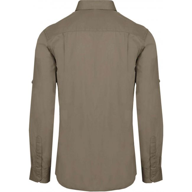 Men's long-sleeved safari shirt culoare light khaki marimea m