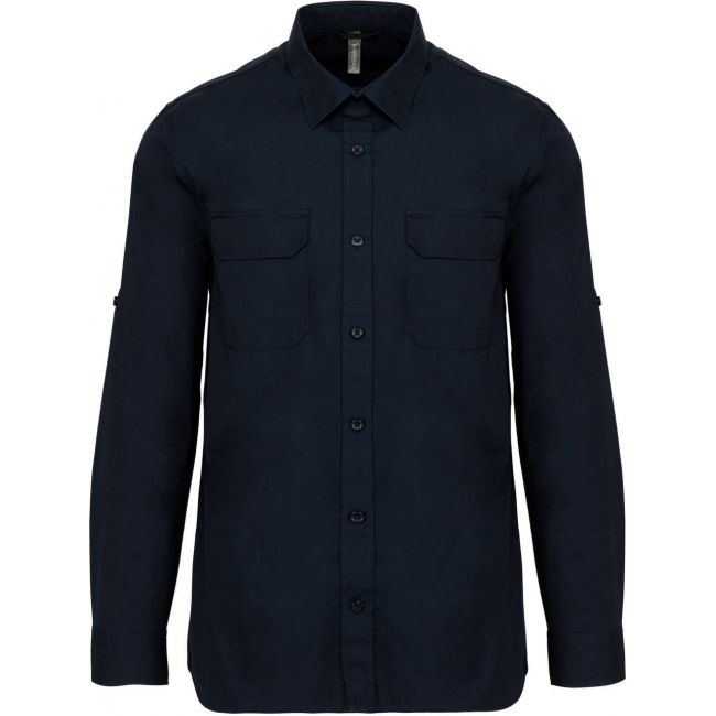 Men's long-sleeved safari shirt culoare navy marimea m