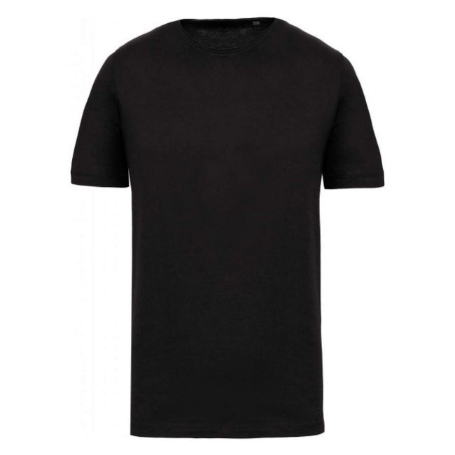 Men's short-sleeved organic t-shirt with raw edge neckline culoare black marimea 2xl