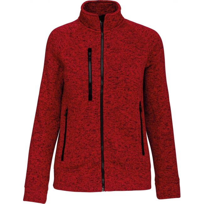 Ladies' full zip heather jacket culoare red melange marimea l