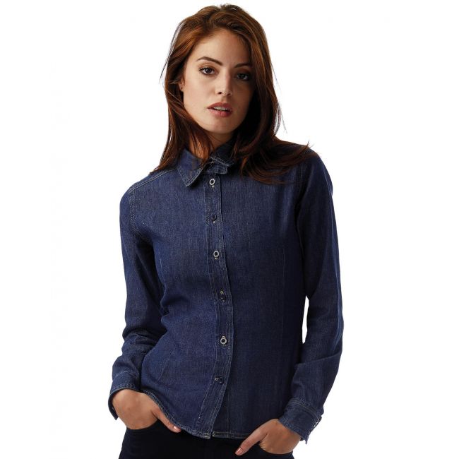 Dnm vision/women denim shirt ls deep blue denim marimea m