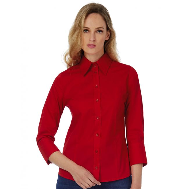 Milano/women popelin shirt 3/4 sleeves deep red marimea 2xl