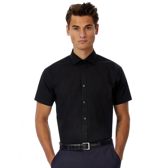 Black tie ssl/men poplin shirt black marimea l