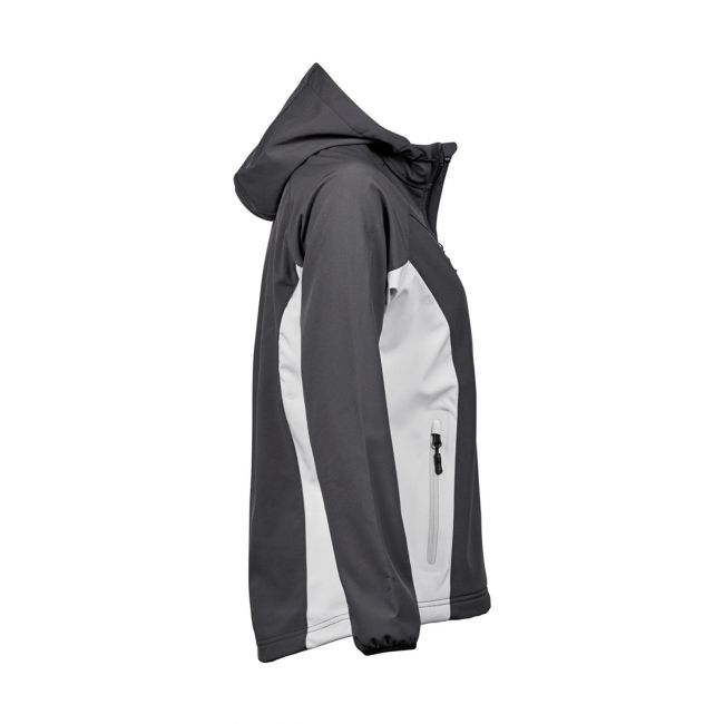 Ladies hooded lightweight performance softshell dark grey/off white marimea 3xl