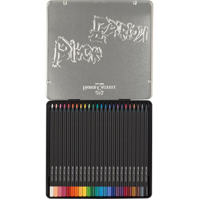 Creioane colorate 24 culori black edition cutie metal faber-castell
