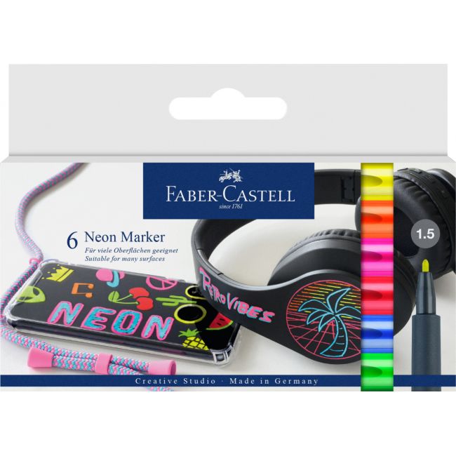 Set 6 buc marker creativ neon faber-castell