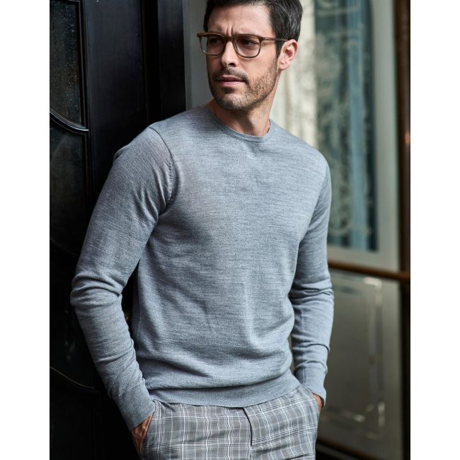 Men's crew neck sweater grey melange marimea s