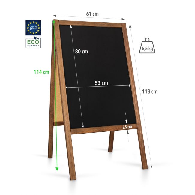 Panou stradal din lemn (blackboard) classic l (61x118 cm)