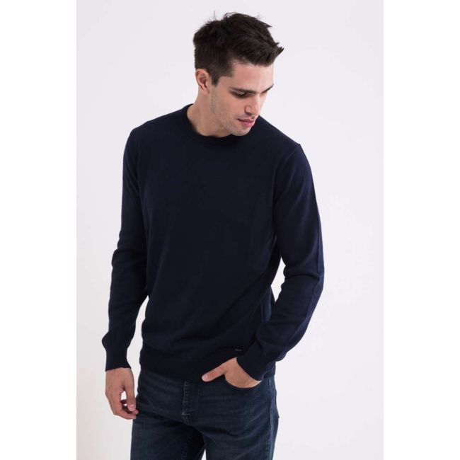 Men’s crew neck fine gauge cotton pullover culoare navy marimea s