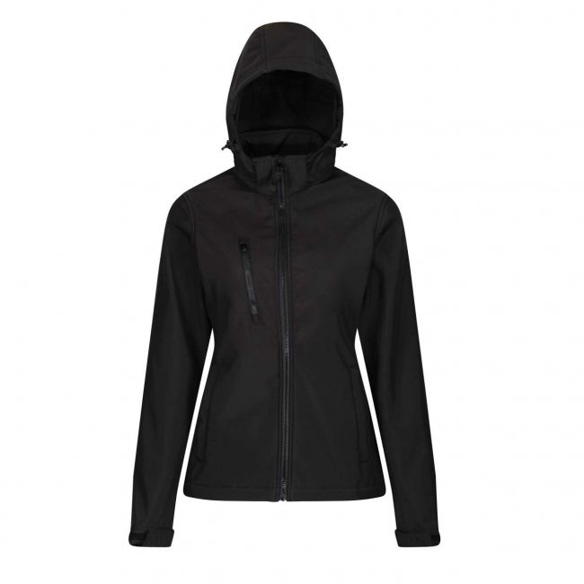 Women's venturer 3 layer hooded printable softshell jacket culoare black/black marimea 12