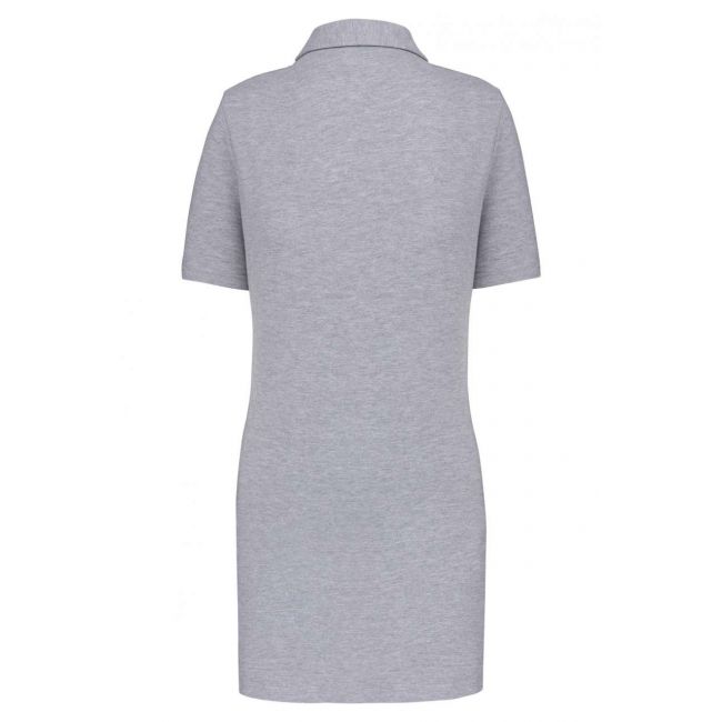 Ladies’ short-sleeved longline polo shirt culoare oxford grey/navy marimea xs