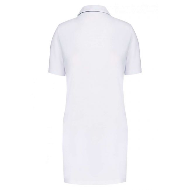 Ladies’ short-sleeved longline polo shirt culoare white/navy marimea s