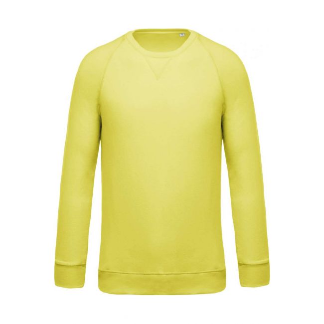 Men's organic cotton crew neck raglan sleeve sweatshirt culoare lemon yellow marimea 2xl