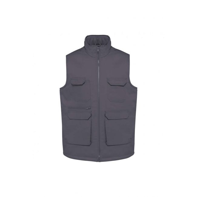 Unisex padded multi-pocket polycotton vest culoare convoy grey marimea 3xl