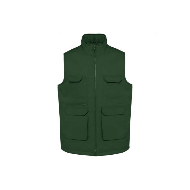 Unisex padded multi-pocket polycotton vest culoare forest green marimea 2xl