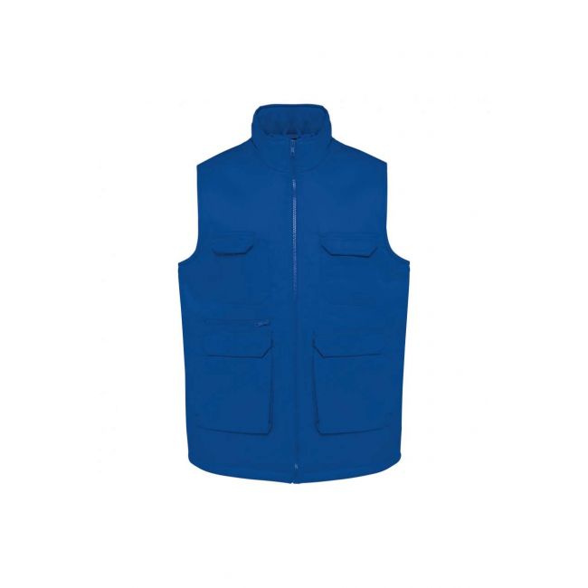 Unisex padded multi-pocket polycotton vest culoare royal blue marimea 3xl