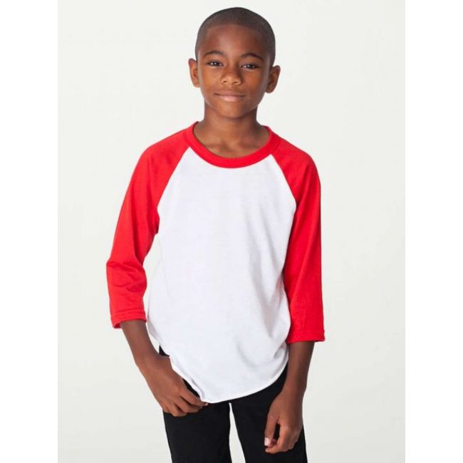 Youth 3/4 sleeve raglan tee culoare white/red marimea 8