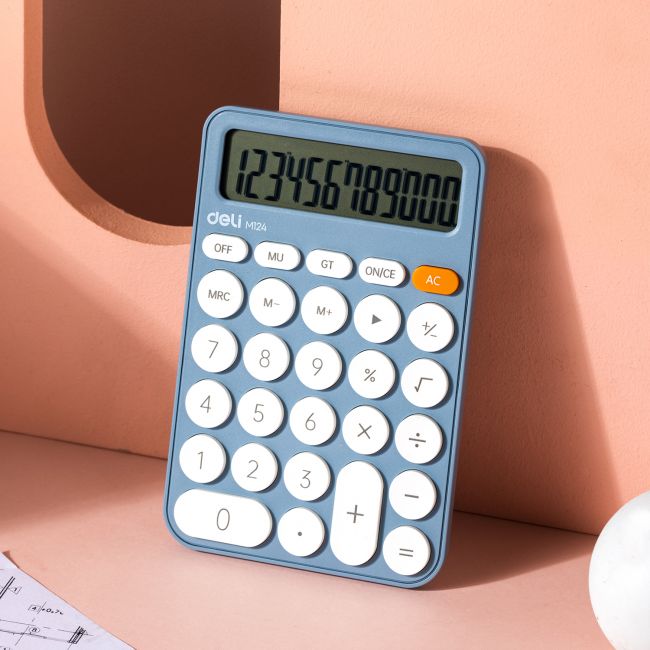 Calculator birou 12dig plastic fashion em124 bleu deli