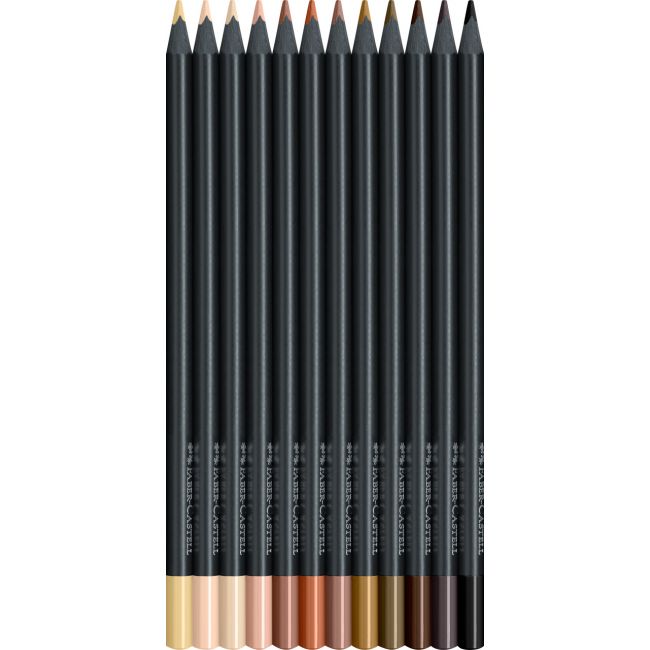 Creioane colorate 12 culori skin tones black edition faber-castell