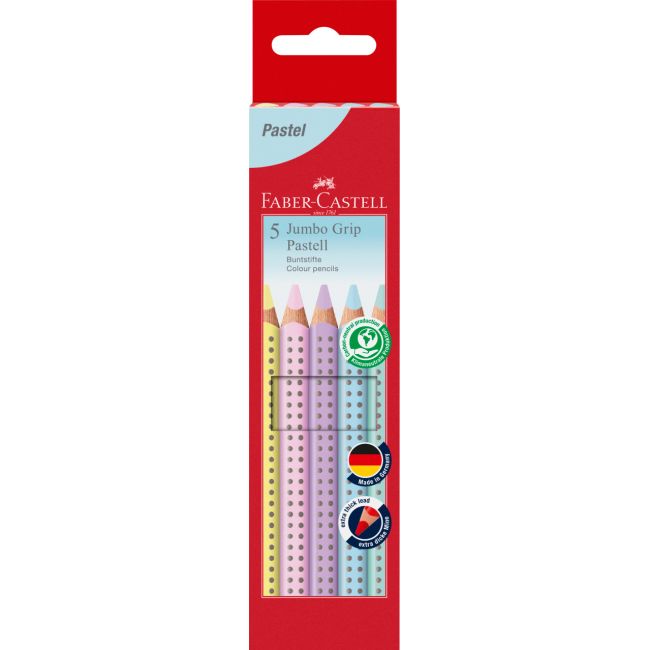 Creioane colorate 5 culori pastel jumbo grip faber-castell