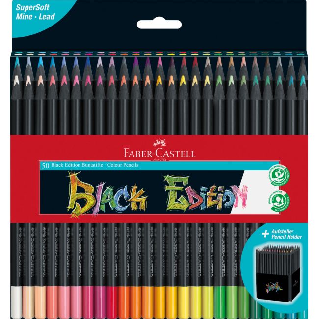 Creioane colorate 50 culori black edition faber-castell