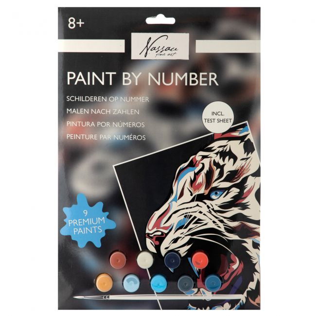 Pictura pe numere, nassau fine art, culori acrilice incluse, model tigru
