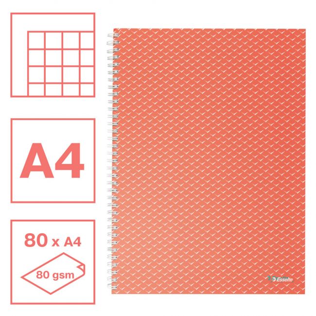 Caiet birou spira a4 80 file matematica corai coperta carton colour'breeze esselte