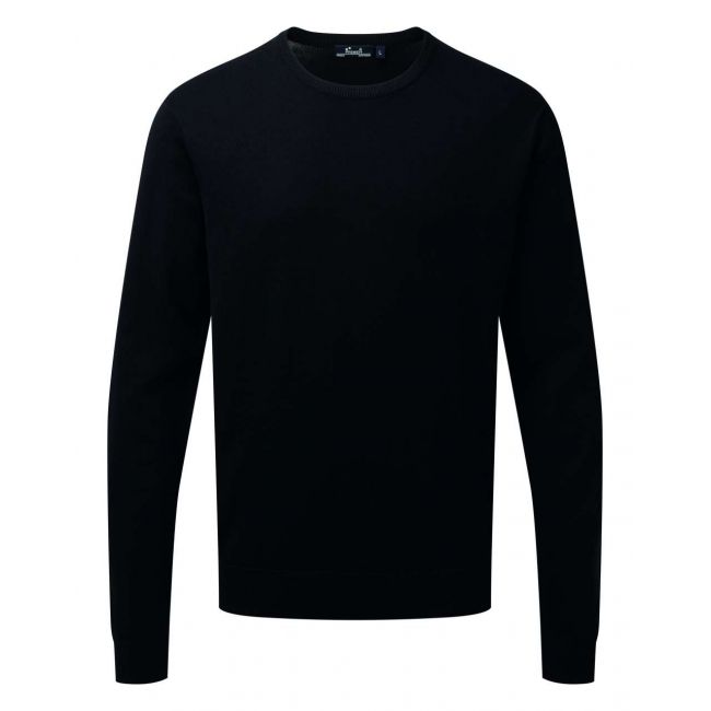 Men's crew neck cotton rich knitted sweater culoare black marimea m