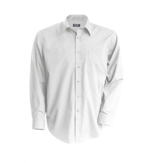 Men's long-sleeved cotton poplin shirt culoare white marimea s