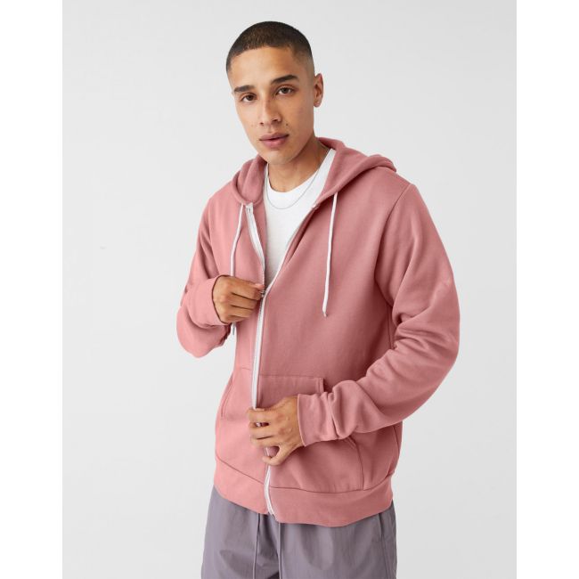 Unisex poly-cotton full zip hoodie mauve marimea xl