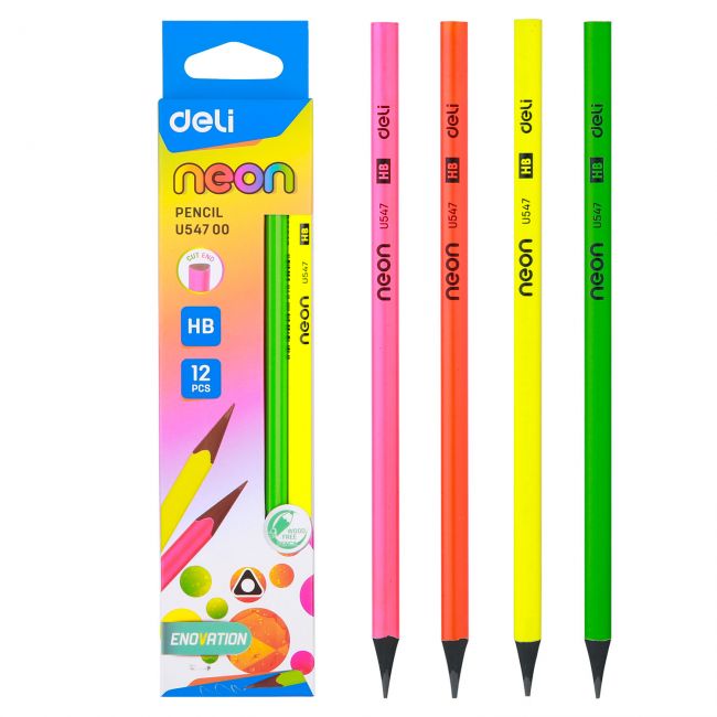 Creion grafit fara lemn hb neon deli