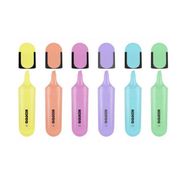 Textmarker set 6 pastel cutie plastic kores