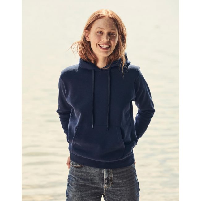 Ladies classic hooded sweat heather navy marimea xl