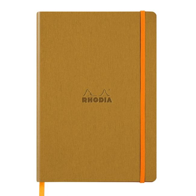 Notebook a5 rhodiarama, 80 file, ivory, dictando, auriu