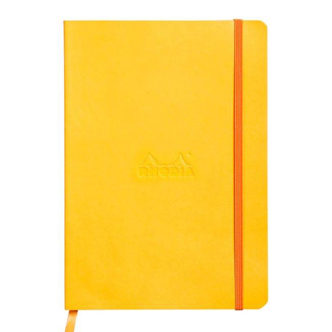 Notebook a5 rhodiarama, 80 file, ivory, dictando, galben