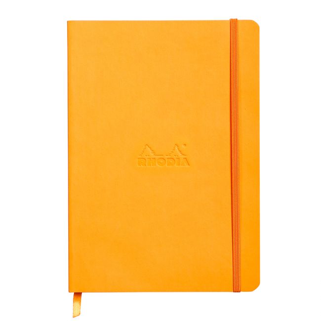 Notebook a5 rhodiarama, 80 file, ivory, dictando, portocaliu