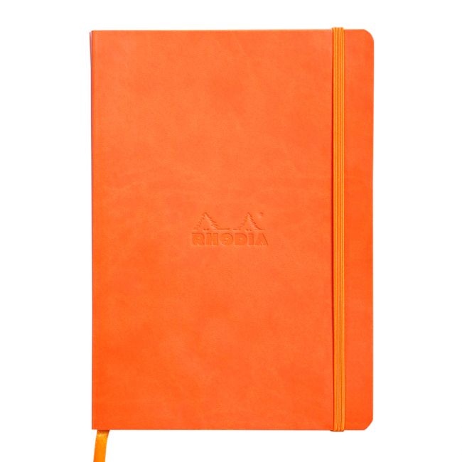 Notebook a5 rhodiarama, 80 file, ivory, dictando, tangerine