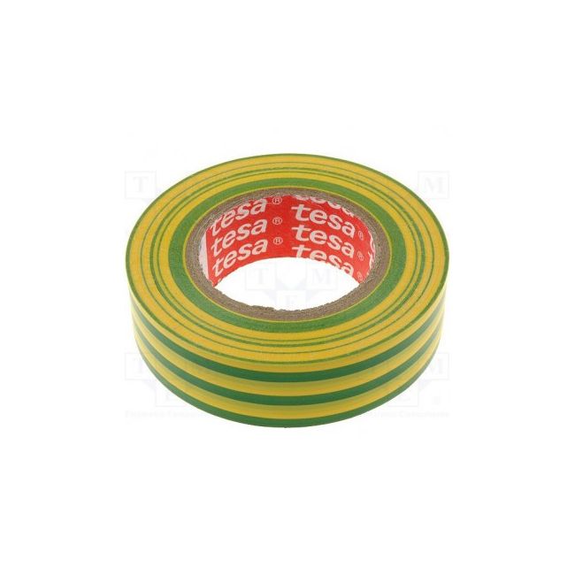 Banda adeziva electroizolatoare 20m*19mm galben/verde tesa