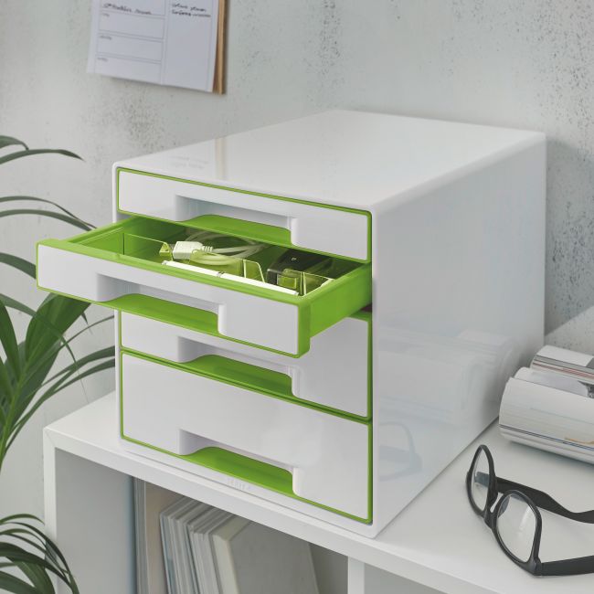 Cabinet 4 sertare alb/verde wow leitz