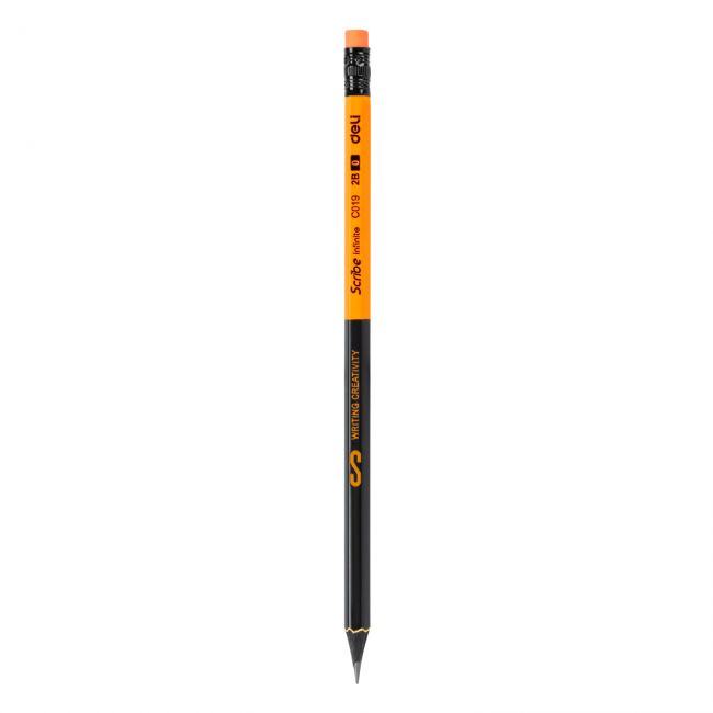 Creion grafit cu guma lemn negru 2b deli