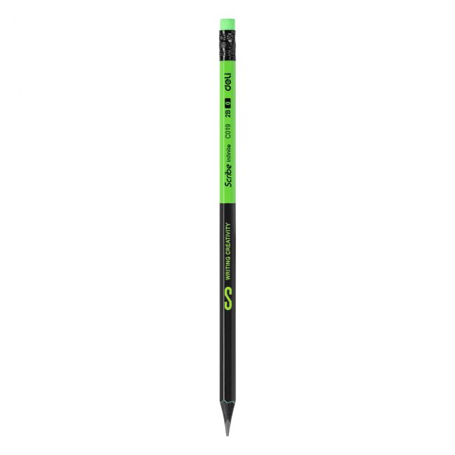 Creion grafit cu guma lemn negru 2b deli
