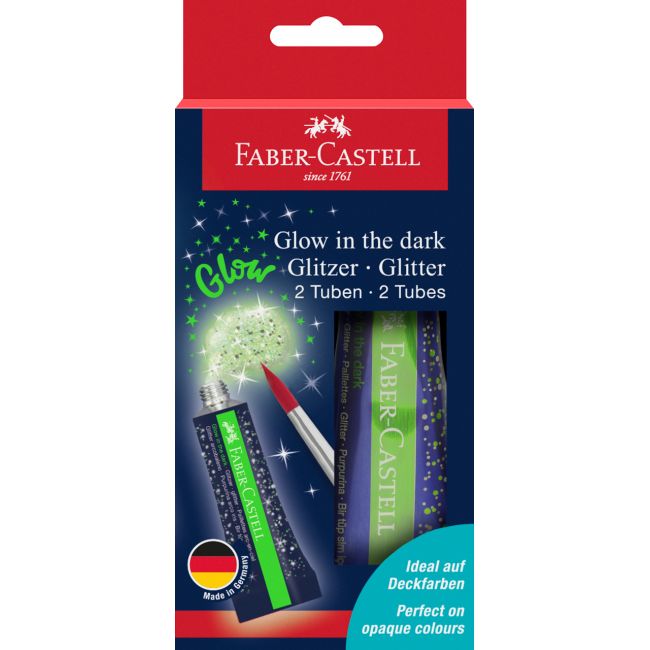 Glitter glow in the dark set 2x12 ml faber-castell