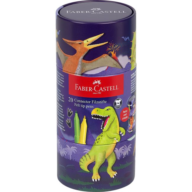 Carioca 20 culori dinozauri connector faber-castell