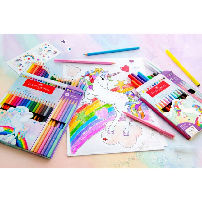 Creioane colorate 10+3 culori unicorni faber-castell
