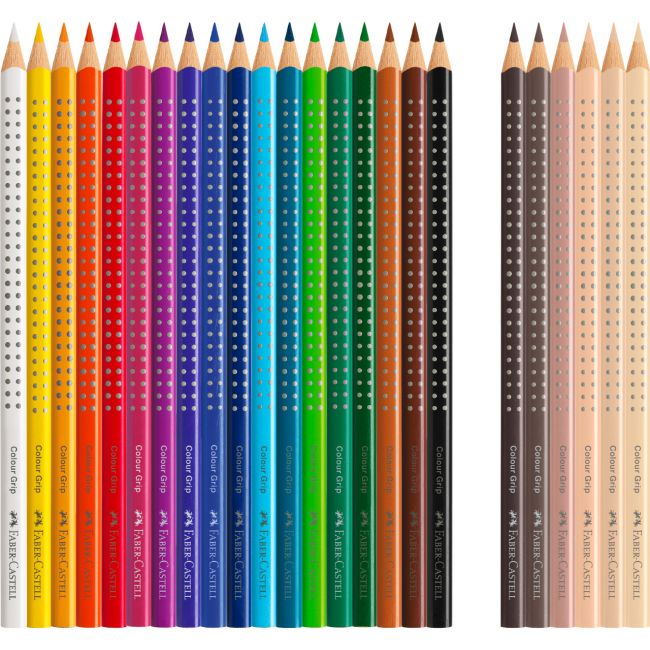 Creioane colorate 18+6 culori + tonurile pielii grip 2001 faber-castell