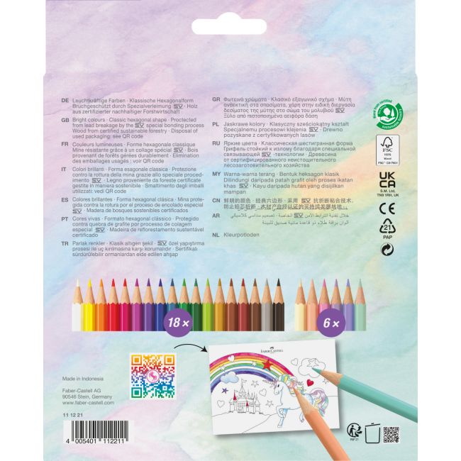 Creioane colorate 18+6 culori unicorni faber-castell
